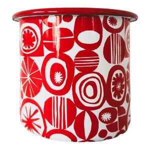 Lori Siebert Enamel Cup Home Decor Red White Mid Century Mod Enamelware MCM